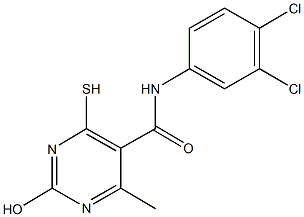 N-(3,4-dichlorophenyl)-2-hydroxy-4-methyl-6-sulfanyl-5-pyrimidinecarboxamide Struktur