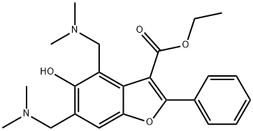 ethyl 4,6-bis[(dimethylamino)methyl]-5-hydroxy-2-phenyl-1-benzofuran-3-carboxylate Struktur