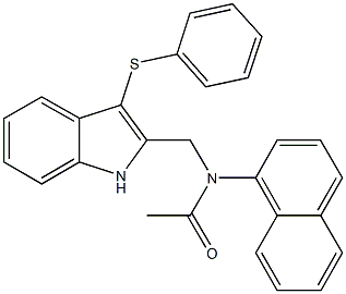 N-(1-naphthyl)-N-{[3-(phenylsulfanyl)-1H-indol-2-yl]methyl}acetamide Struktur