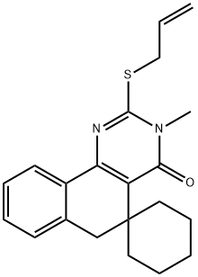 2-(allylsulfanyl)-3-methyl-5,6-dihydrospiro(benzo[h]quinazoline-5,1'-cyclohexane)-4(3H)-one Struktur