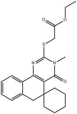 ethyl [(3-methyl-4-oxo-3,4,5,6-tetrahydrospiro{benzo[h]quinazoline-5,1'-cyclohexane}-2-yl)sulfanyl]acetate Struktur