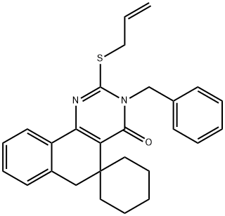 2-(allylsulfanyl)-3-benzyl-5,6-dihydrospiro(benzo[h]quinazoline-5,1'-cyclohexane)-4(3H)-one Struktur