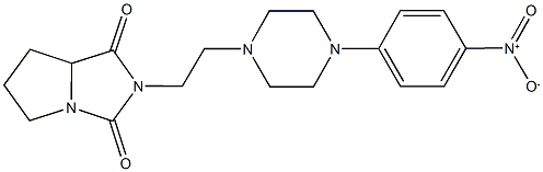 2-[2-(4-{4-nitrophenyl}-1-piperazinyl)ethyl]tetrahydro-1H-pyrrolo[1,2-c]imidazole-1,3(2H)-dione Struktur