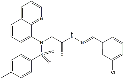 N-{2-[2-(3-chlorobenzylidene)hydrazino]-2-oxoethyl}-4-methyl-N-(8-quinolinyl)benzenesulfonamide Struktur