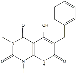 6-benzyl-5-hydroxy-1,3-dimethylpyrido[2,3-d]pyrimidine-2,4,7(1H,3H,8H)-trione Struktur