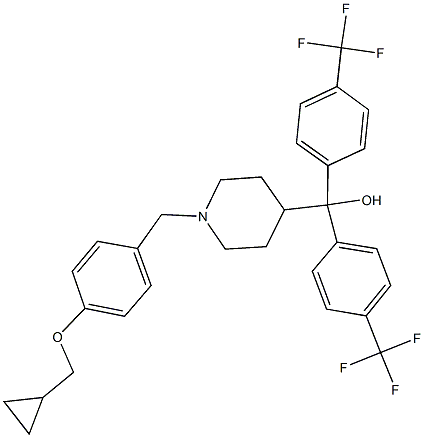 {1-[4-(cyclopropylmethoxy)benzyl]-4-piperidinyl}{bis[4-(trifluoromethyl)phenyl]}methanol Struktur