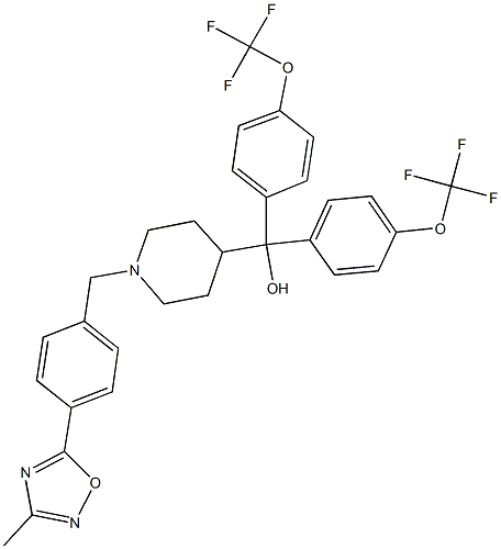 {1-[4-(3-methyl-1,2,4-oxadiazol-5-yl)benzyl]-4-piperidinyl}{bis[4-(trifluoromethoxy)phenyl]}methanol Struktur