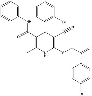 6-{[2-(4-bromophenyl)-2-oxoethyl]sulfanyl}-4-(2-chlorophenyl)-5-cyano-2-methyl-N-phenyl-1,4-dihydro-3-pyridinecarboxamide Struktur