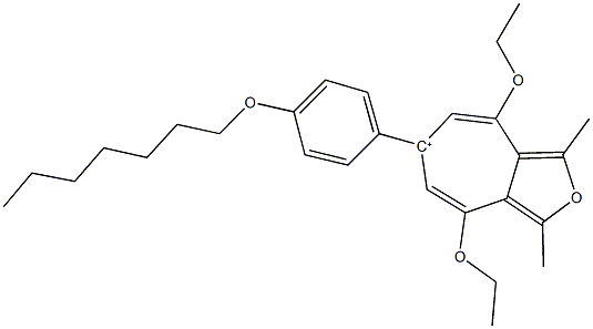 4,8-diethoxy-6-[4-(heptyloxy)phenyl]-1,3-dimethyl-6-cyclohepta[c]furanium Struktur