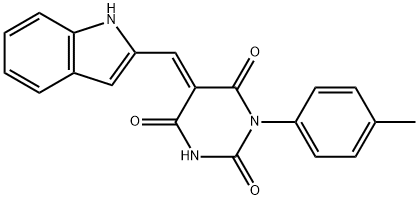 5-(1H-indol-2-ylmethylene)-1-(4-methylphenyl)-2,4,6(1H,3H,5H)-pyrimidinetrione Structure