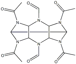 2,6,8,12-tetraacetyl-2,4,6,8,10,12-hexaazatetracyclo[5.5.0.0~3,11~.0~5,9~]dodecane-4,10-dicarbaldehyde Struktur