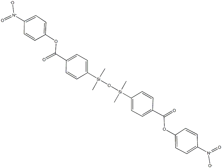 4-nitrophenyl 4-{3-[4-({4-nitrophenoxy}carbonyl)phenyl]-1,1,3,3-tetramethyldisiloxanyl}benzoate Struktur