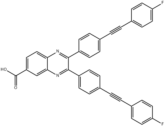 2,3-bis{4-[(4-fluorophenyl)ethynyl]phenyl}-6-quinoxalinecarboxylic acid Struktur