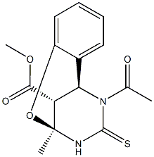 methyl (1S,9S,13R)-12-acetyl-9-methyl-11-thioxo-8-oxa-10,12-diazatricyclo[7.3.1.0~2,7~]trideca-2,4,6-triene-13-carboxylate Struktur