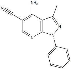 4-amino-3-methyl-1-phenyl-1H-pyrazolo[3,4-b]pyridine-5-carbonitrile Struktur