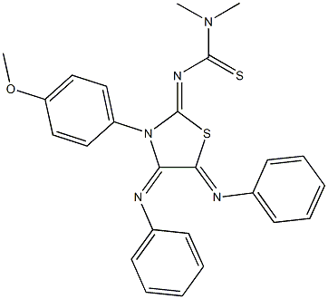 N'-[3-(4-methoxyphenyl)-4,5-bis(phenylimino)-1,3-thiazolidin-2-ylidene]-N,N-dimethylthiourea Struktur