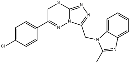 6-(4-chlorophenyl)-3-[(2-methyl-1H-benzimidazol-1-yl)methyl]-7H-[1,2,4]triazolo[3,4-b][1,3,4]thiadiazine Struktur