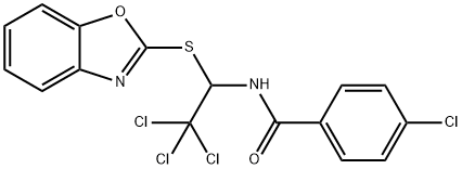 N-[1-(1,3-benzoxazol-2-ylsulfanyl)-2,2,2-trichloroethyl]-4-chlorobenzamide Struktur