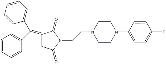 3-(diphenylmethylene)-1-{2-[4-(4-fluorophenyl)-1-piperazinyl]ethyl}-2,5-pyrrolidinedione Struktur