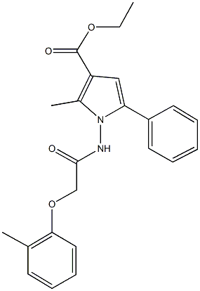 ethyl 2-methyl-1-{[(2-methylphenoxy)acetyl]amino}-5-phenyl-1H-pyrrole-3-carboxylate Struktur