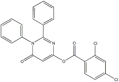 6-oxo-1,2-diphenyl-1,6-dihydro-4-pyrimidinyl 2,4-dichlorobenzoate Struktur