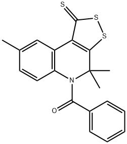 5-benzoyl-4,4,8-trimethyl-4,5-dihydro-1H-[1,2]dithiolo[3,4-c]quinoline-1-thione Struktur