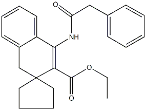 ethyl 1-[(phenylacetyl)amino]-3,4-dihydrospiro[naphthalene-3,1'-cyclopentane]-2-carboxylate Struktur