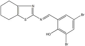 2,4-dibromo-6-[(4,5,6,7-tetrahydro-1,3-benzothiazol-2-ylimino)methyl]phenol Struktur