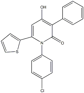 1-(4-chlorophenyl)-4-hydroxy-3-phenyl-6-(2-thienyl)-2(1H)-pyridinone Struktur