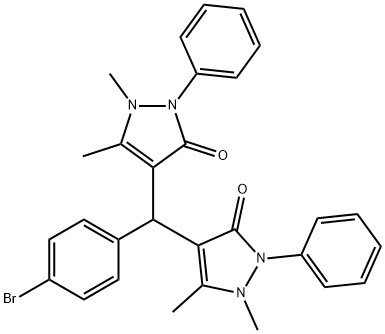 4-[(4-bromophenyl)(1,5-dimethyl-3-oxo-2-phenyl-2,3-dihydro-1H-pyrazol-4-yl)methyl]-1,5-dimethyl-2-phenyl-1,2-dihydro-3H-pyrazol-3-one Struktur