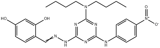 2,4-dihydroxybenzaldehyde (4-(dibutylamino)-6-{4-nitroanilino}-1,3,5-triazin-2-yl)hydrazone Struktur