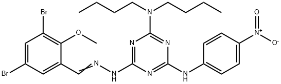 3,5-dibromo-2-methoxybenzaldehyde (4-(dibutylamino)-6-{4-nitroanilino}-1,3,5-triazin-2-yl)hydrazone Struktur