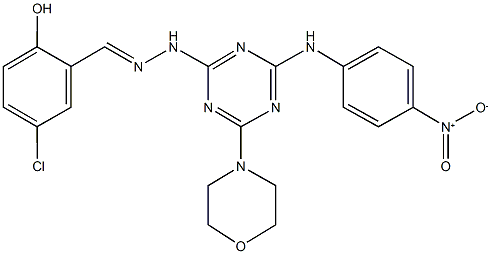 5-chloro-2-hydroxybenzaldehyde [4-{4-nitroanilino}-6-(4-morpholinyl)-1,3,5-triazin-2-yl]hydrazone Struktur