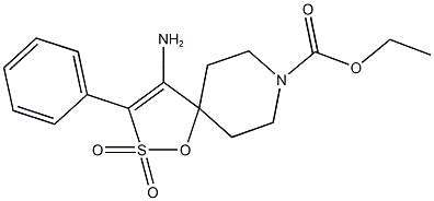 ethyl 4-amino-3-phenyl-spiro[5H-1,2-oxathiole-5,4'-piperidine]-1'-carboxylate 2,2-dioxide Struktur