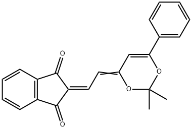 2-[2-(2,2-dimethyl-6-phenyl-4H-1,3-dioxin-4-ylidene)ethylidene]-1H-indene-1,3(2H)-dione Struktur