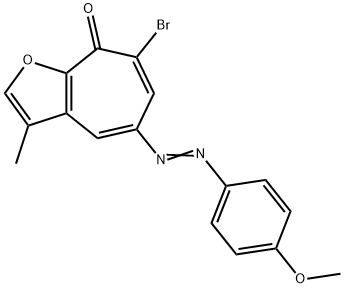 7-bromo-5-[(4-methoxyphenyl)diazenyl]-3-methyl-8H-cyclohepta[b]furan-8-one Struktur