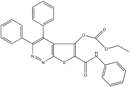 6-(anilinocarbonyl)-3,4-diphenylthieno[2,3-c]pyridazin-5-yl ethyl carbonate Struktur