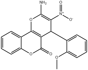 2-amino-3-nitro-4-(2-methoxyphenyl)-4H,5H-pyrano[3,2-c]chromen-5-one Struktur