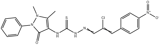 2-chloro-3-{4-nitrophenyl}acrylaldehyde N-(1,5-dimethyl-3-oxo-2-phenyl-2,3-dihydro-1H-pyrazol-4-yl)thiosemicarbazone Struktur