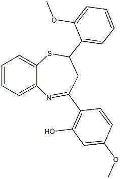 5-methoxy-2-[2-(2-methoxyphenyl)-2,3-dihydro-1,5-benzothiazepin-4-yl]phenol Struktur