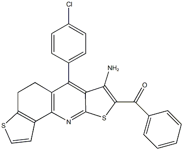 [7-amino-6-(4-chlorophenyl)-4,5-dihydrodithieno[2,3-b:2,3-h]quinolin-8-yl](phenyl)methanone Struktur