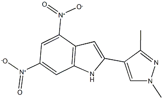 2-(1,3-dimethyl-1H-pyrazol-4-yl)-4,6-dinitro-1H-indole Struktur