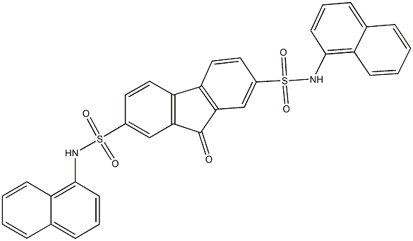 N~2~,N~7~-di(1-naphthyl)-9-oxo-9H-fluorene-2,7-disulfonamide Struktur