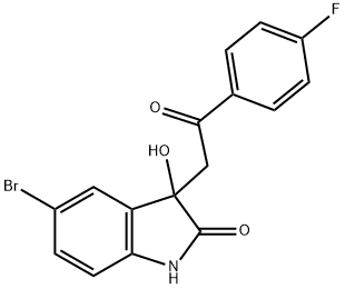 5-bromo-3-[2-(4-fluorophenyl)-2-oxoethyl]-3-hydroxy-1,3-dihydro-2H-indol-2-one Struktur