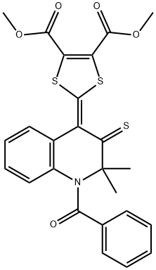 dimethyl 2-(1-benzoyl-2,2-dimethyl-3-thioxo-2,3-dihydro-4(1H)-quinolinylidene)-1,3-dithiole-4,5-dicarboxylate Struktur