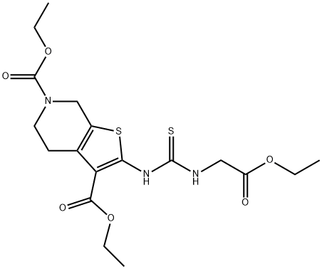 diethyl 2-({[(2-ethoxy-2-oxoethyl)amino]carbothioyl}amino)-4,7-dihydrothieno[2,3-c]pyridine-3,6(5H)-dicarboxylate Struktur