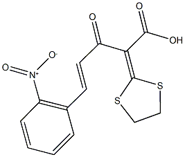 2-(1,3-dithiolan-2-ylidene)-5-{2-nitrophenyl}-3-oxo-4-pentenoic acid Struktur