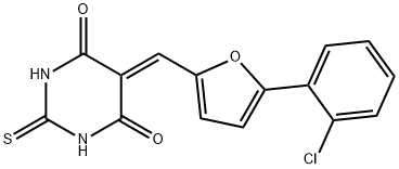 5-{[5-(2-chlorophenyl)-2-furyl]methylene}-2-thioxodihydro-4,6(1H,5H)-pyrimidinedione Struktur