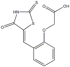 {2-[(4-oxo-2-thioxo-1,3-thiazolidin-5-ylidene)methyl]phenoxy}acetic acid Struktur