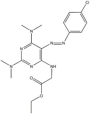 ethyl {[5-[(4-chlorophenyl)diazenyl]-2,6-bis(dimethylamino)-4-pyrimidinyl]amino}acetate Struktur